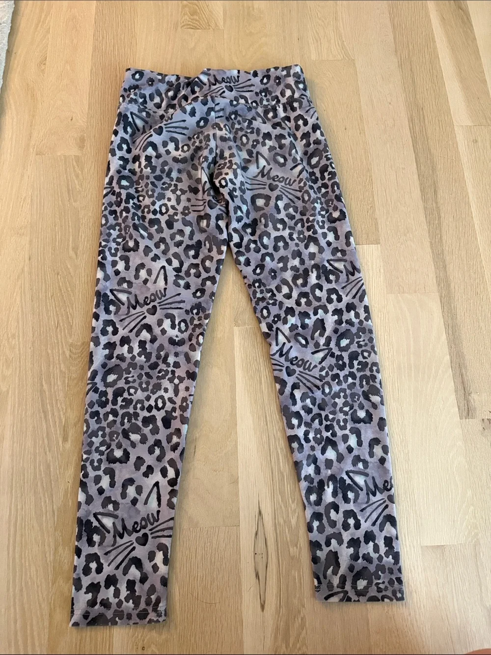 Justice Taupe and Black Leopard Cat-Print Leggings